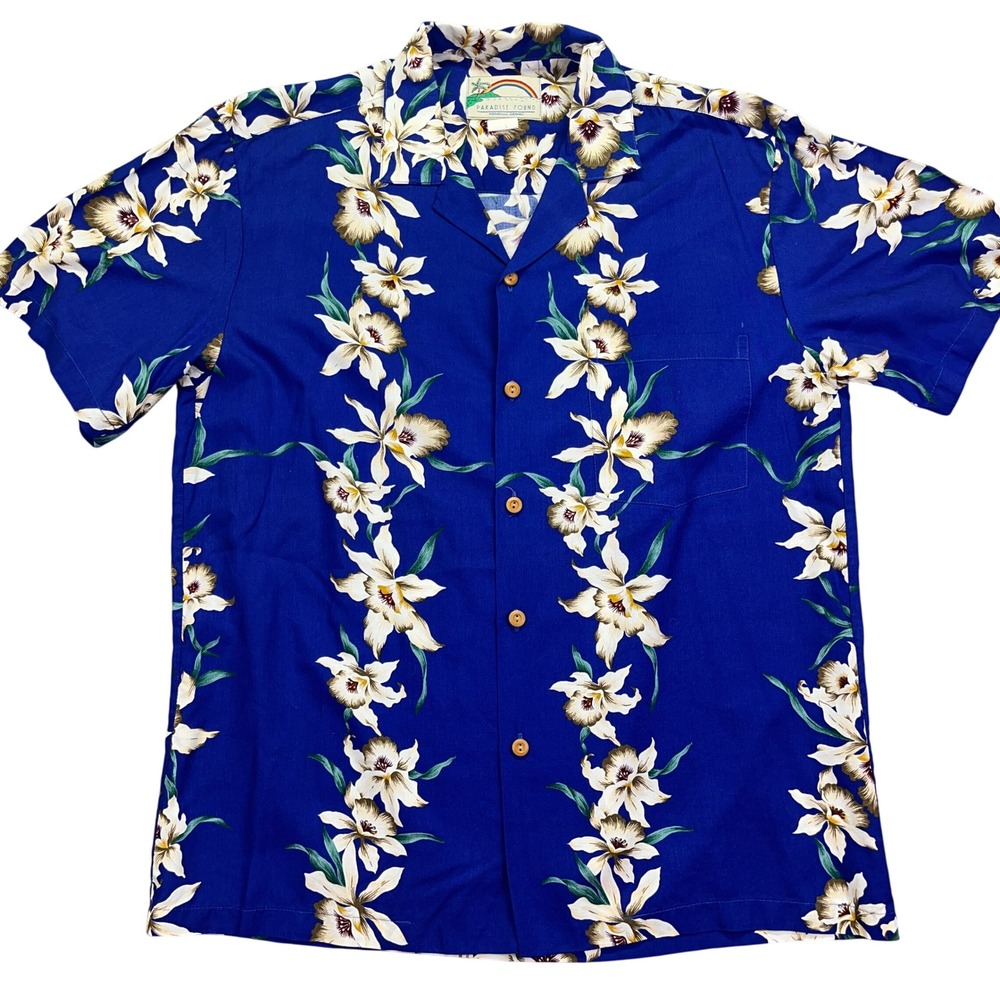 Blue and White Casual Button Down Shirt with Floral Design